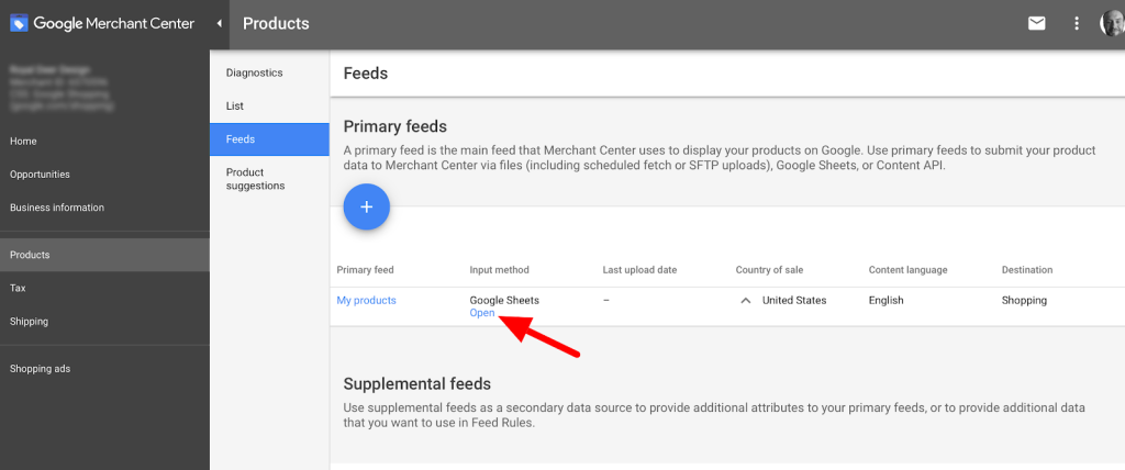 Google Shopping Primary Feed