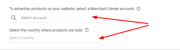 Choose a merchant center account