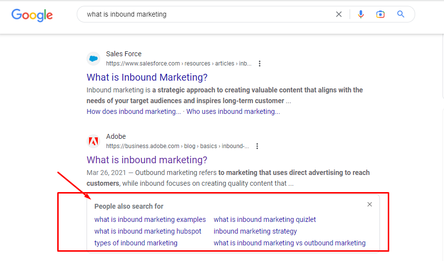 people also search for inbound marketing
