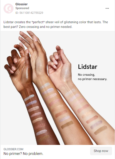 Glossier beauty facebook ads