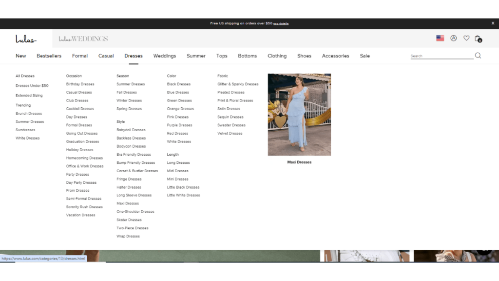 Fashion Website Structure and Navigation